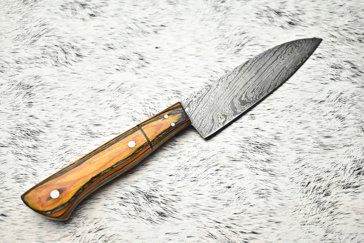 Fine Custom Handmade Damascus Steel Chef Knife – 10" Full Tang Sport Knife with Leather Sheath