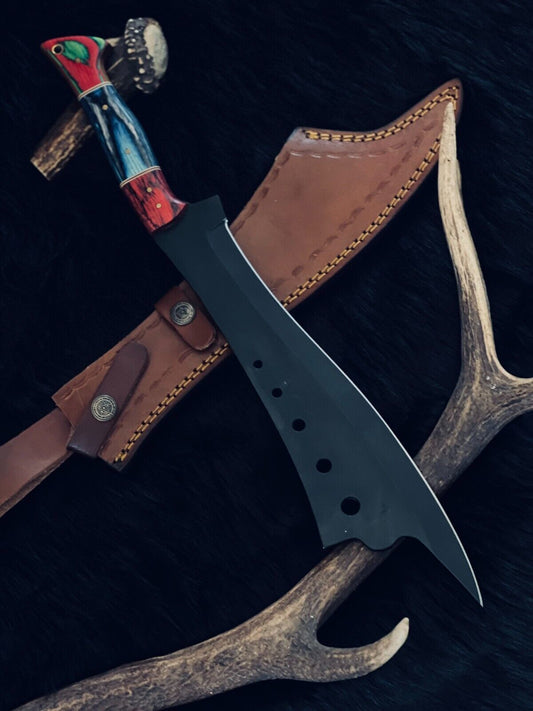 16.5" Handmade D2 Steel Machete Knife – Camel Bone & Wood Handle