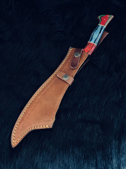 16.5 Inch Handmade D2 Steel Machete Knife with Camel Bone and Wood Handle