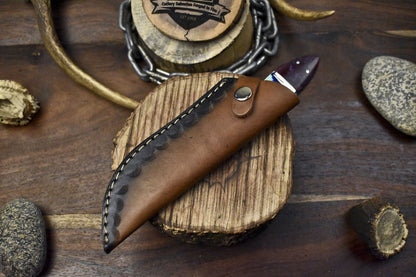 Hand Forged Twist Damascus Skinner Knife with Mixed Handle – Custom Hunting Blade