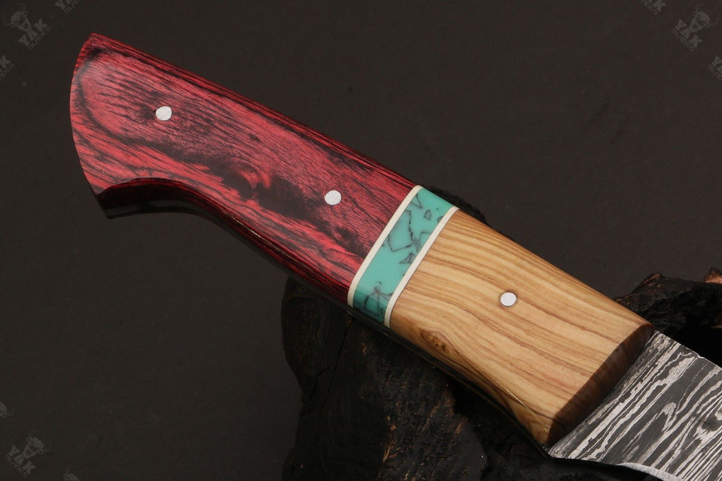 13" Custom Handmade Damascus Fillet Knife Fire Damascus Steel Fillet Knife W/Sheath