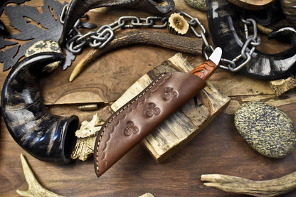 9" Custom Skinner Knife | ATS-34 Steel Blade | Hard Wood Handle with Steel Bolster