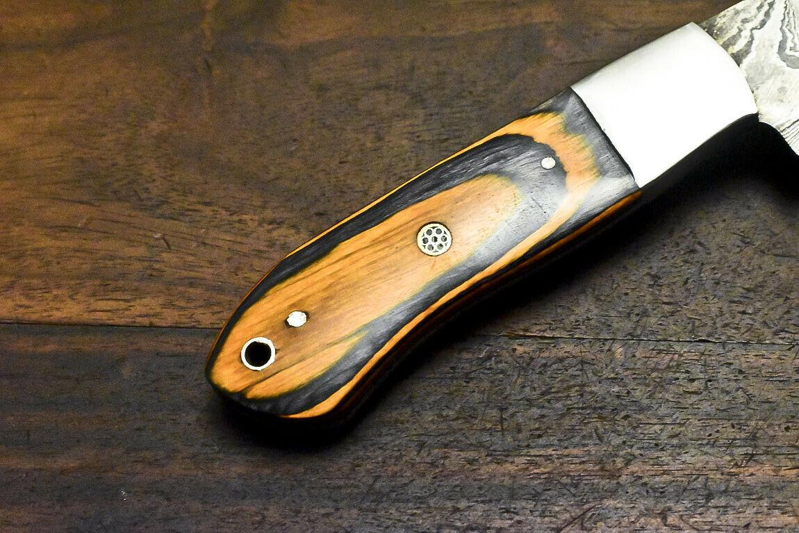 Custom Handmade Damascus Steel Hardwood Hunting Chef Knife – 12.8" Overall Length