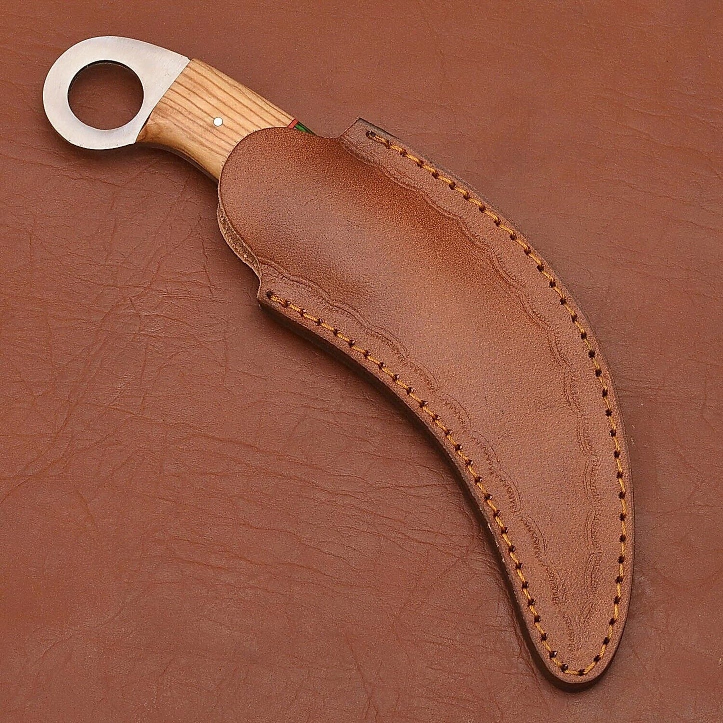 Custom Handmade Damascus Karambit Damascus Steel Karambit Knife with Wood Handle