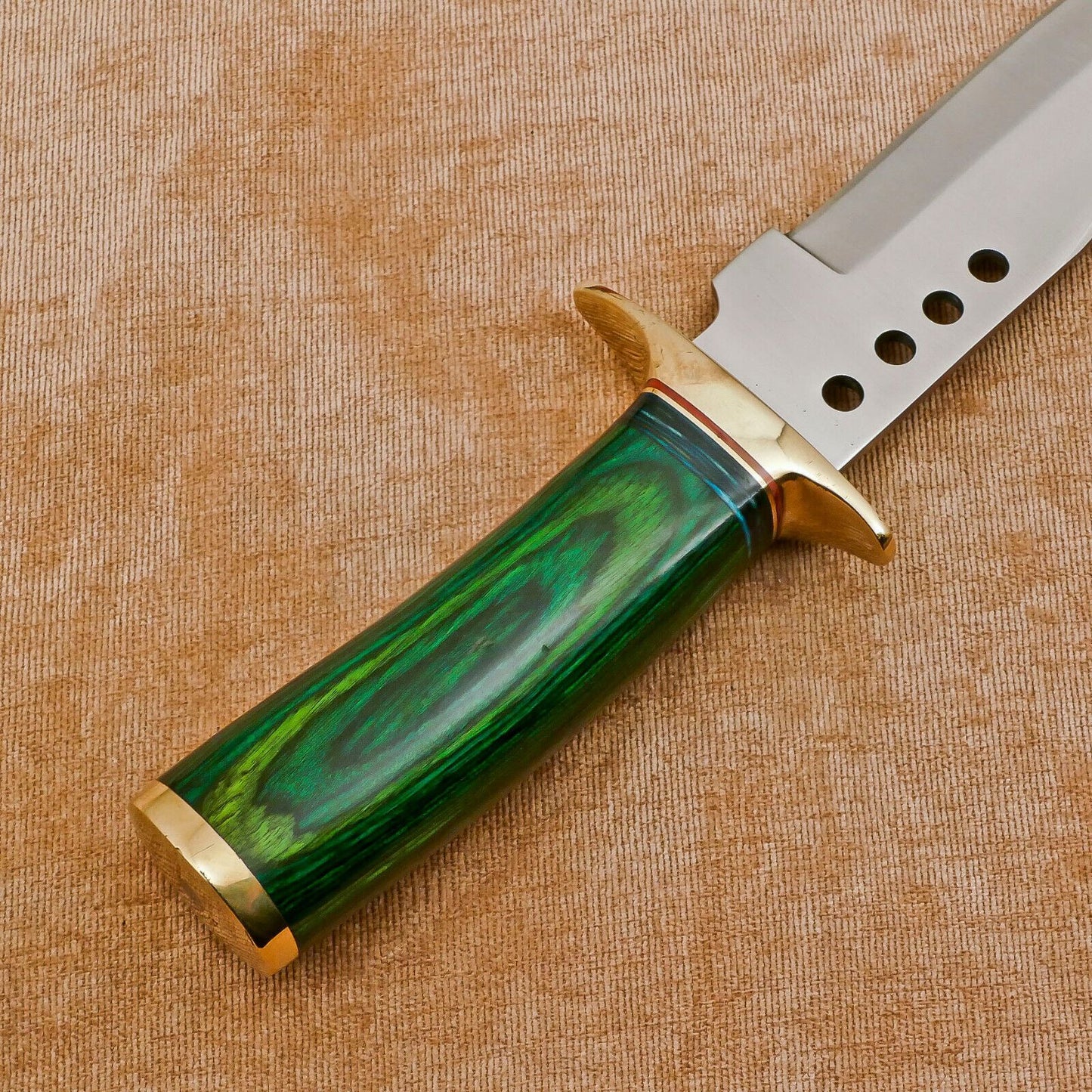 Custom Handmade D2 Drop Point Full Tang Bowie Hunting Knife – Fixed Blade & Pakka Wood Handle