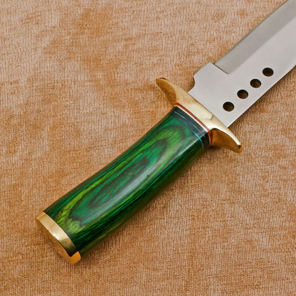Custom Handmade D2 Drop Point Full Tang Bowie Hunting Knife – Fixed Blade & Pakka Wood Handle