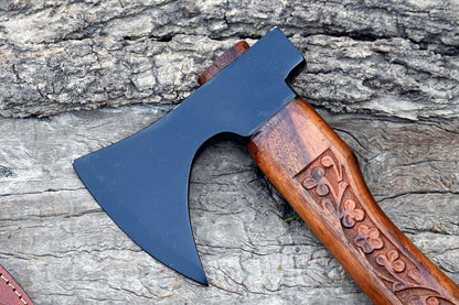 Handmade Damascus Steel Viking Throwing Axe 18 Inch with Cocobolo Wood Handle
