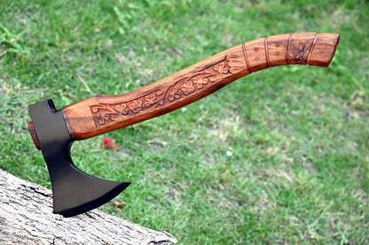 Handmade Damascus Steel Viking Throwing Axe 18 Inch with Cocobolo Wood Handle
