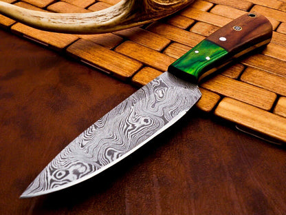 Custom Forged Damascus Steel Bowie Knife | Full Tang Hunting & Camping Blade