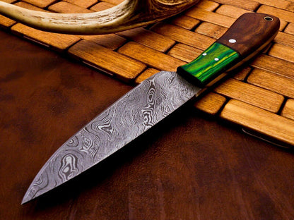 Custom Forged Damascus Steel Bowie Knife | Full Tang Hunting & Camping Blade