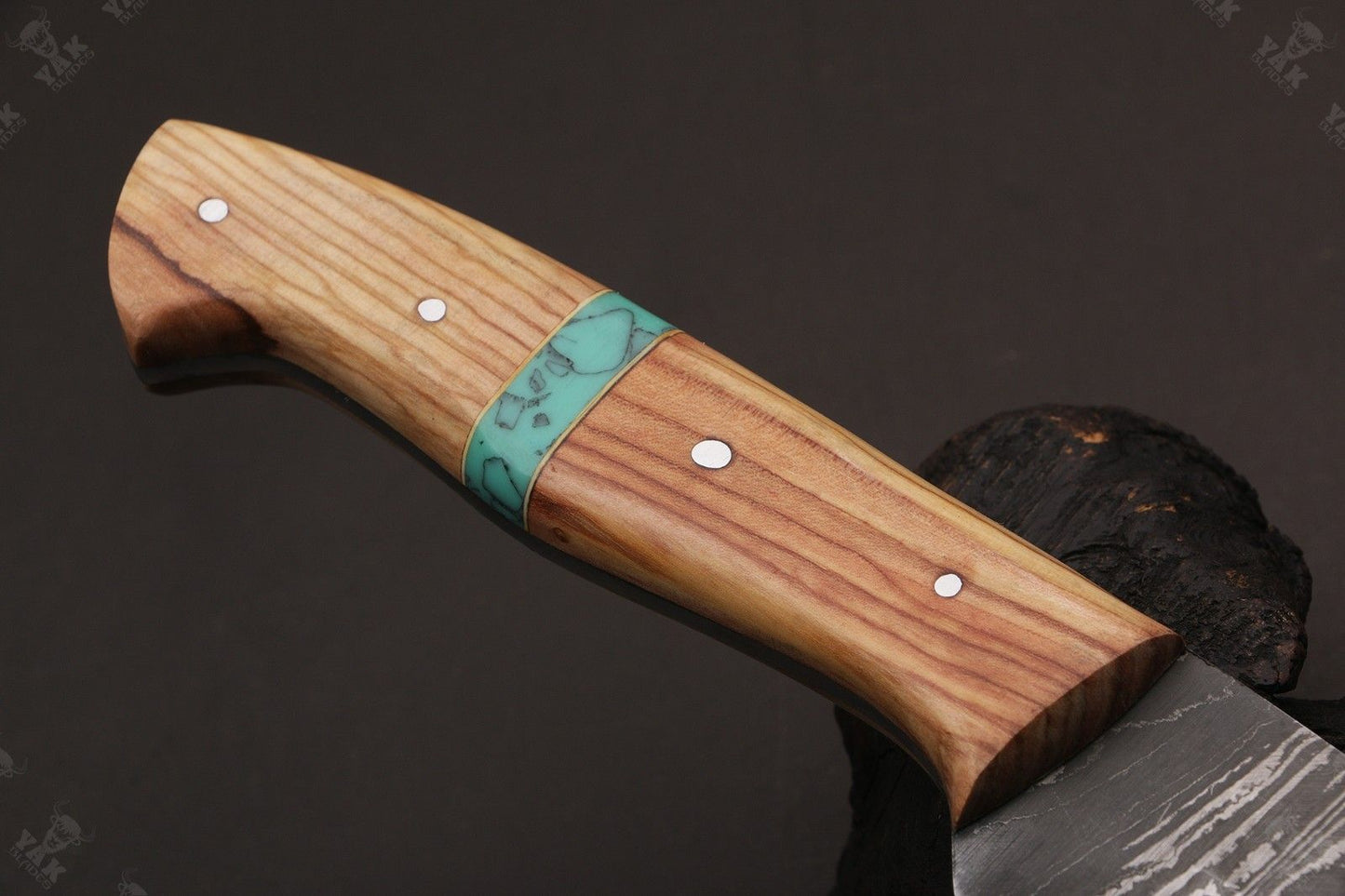 14" Damascus Fillet Knife Fire Damascus Steel Fillet Knife W/Sheath