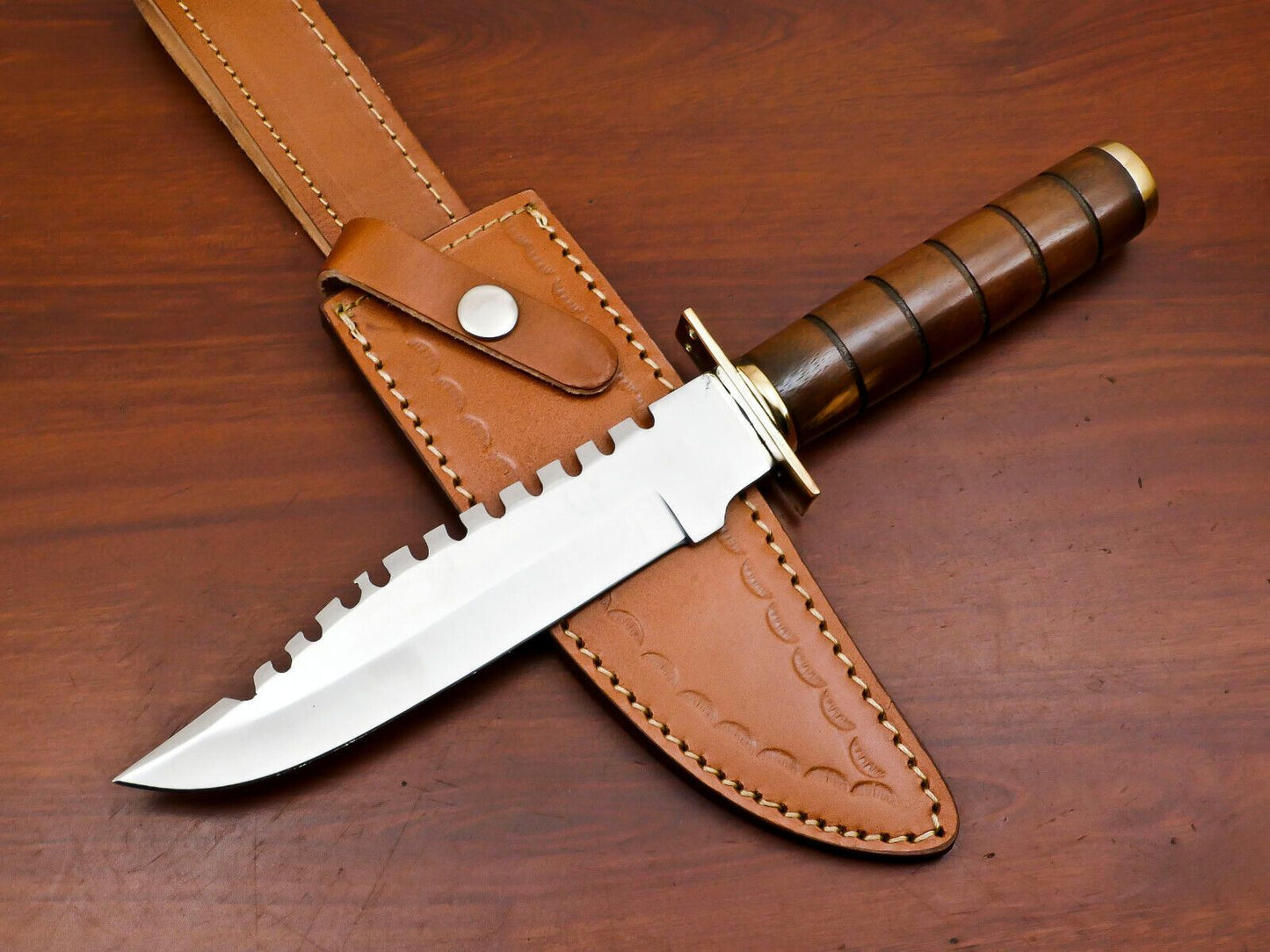 12" Custom Handmade D2 Steel Clip Point Hunting Bowie Knife – Full Tang Fixed Blade