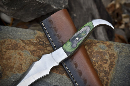8" Hand Forged Skinner Knife | ATS-34 Steel Blade | Hardwood Handle with Steel Bolster