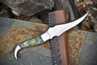 8" Hand Forged Skinner Knife | ATS-34 Steel Blade | Hardwood Handle with Steel Bolster