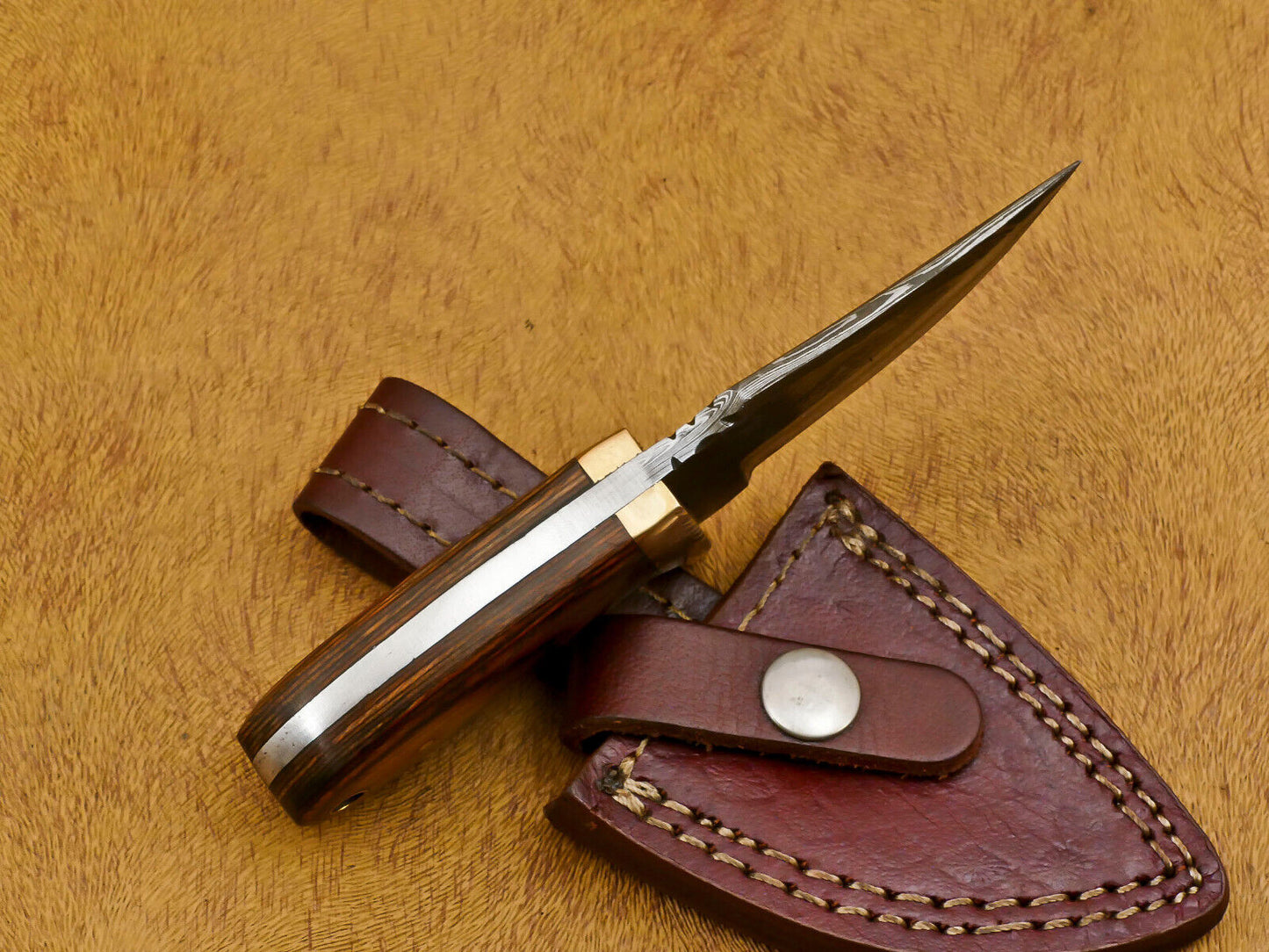 6" Custom Damascus Full Tang Bowie Knife – Pakka Wood Handle