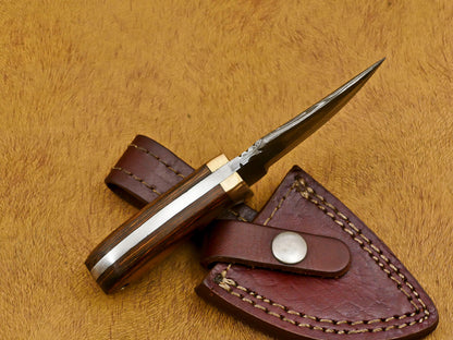 6" Custom Damascus Full Tang Bowie Knife – Pakka Wood Handle