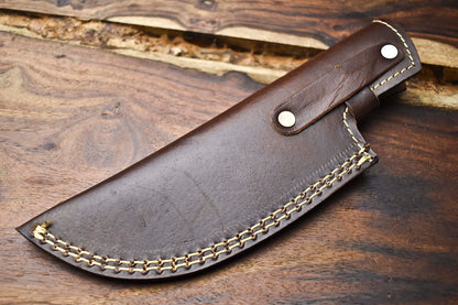 Rare Handmade Damascus Tracker Knife – Full Tang Camping & Hunting Fixed Blade with Leather Sheath