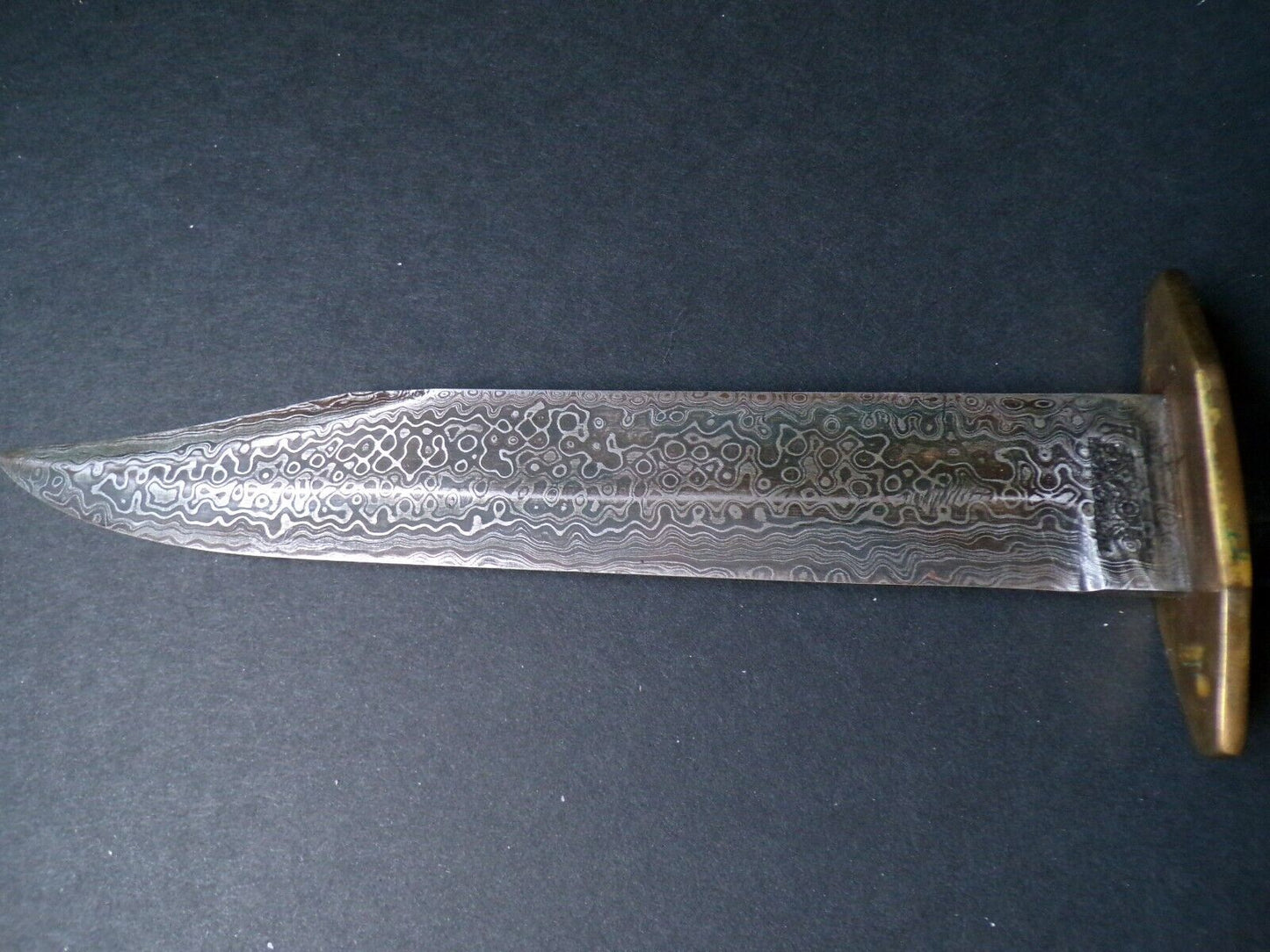 Heritage Forge Damascus Steel Bowie Knife with Antique Style Wood Handle and Leather Sheath 11.5 Inch