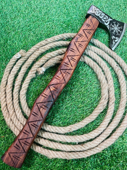 Handmade Forged Carbon Steel Viking Bearded Camping Hatchet Tomahawk Axe