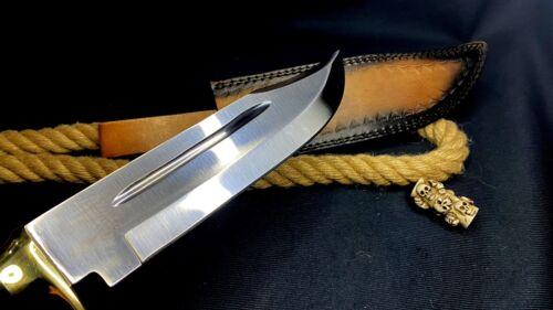 Fixed Blade Hunting Bowie Knife – Custom Handmade D2 Steel Full Tang with Camel Bone Handle