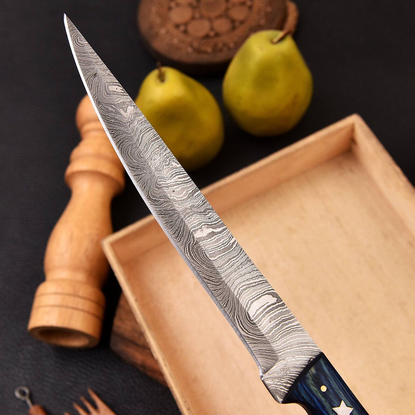 Custom Handmade Damascus Fillet Knife Kitchen Fillet Knife with Sheath