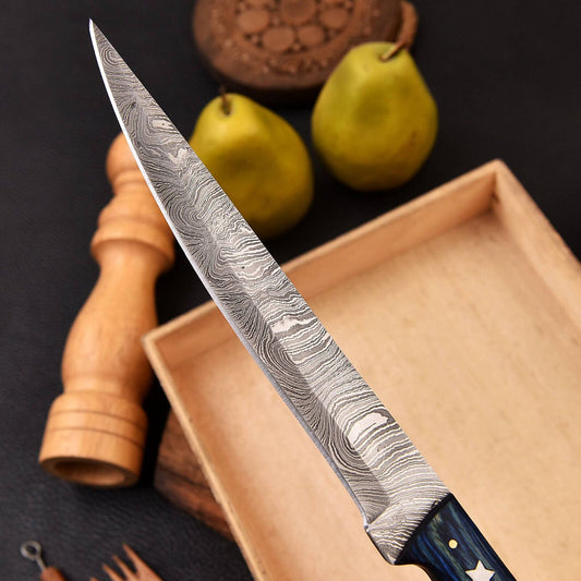 Custom Handmade Damascus Fillet Knife Kitchen Fillet Knife with Sheath