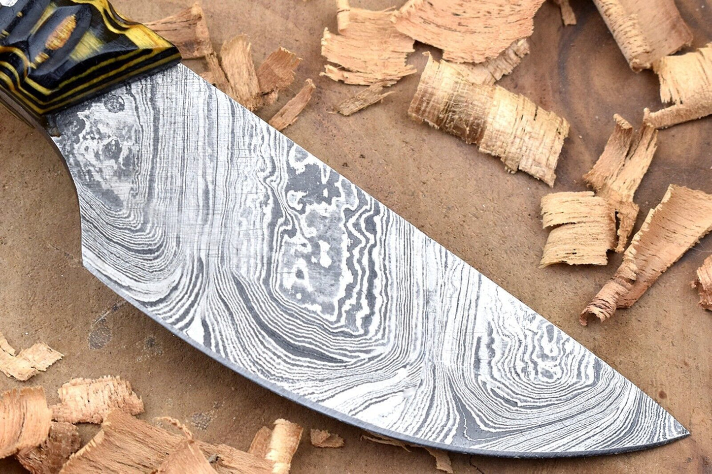 Custom Handmade Forged Damascus Steel Kitchen Chef Knife – Yellow & Black Dollar Handle
