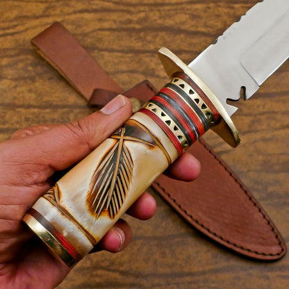 Custom Handmade D2 Gut Hook Hunting Bowie Knife – Camping & Outdoor Survival Tool