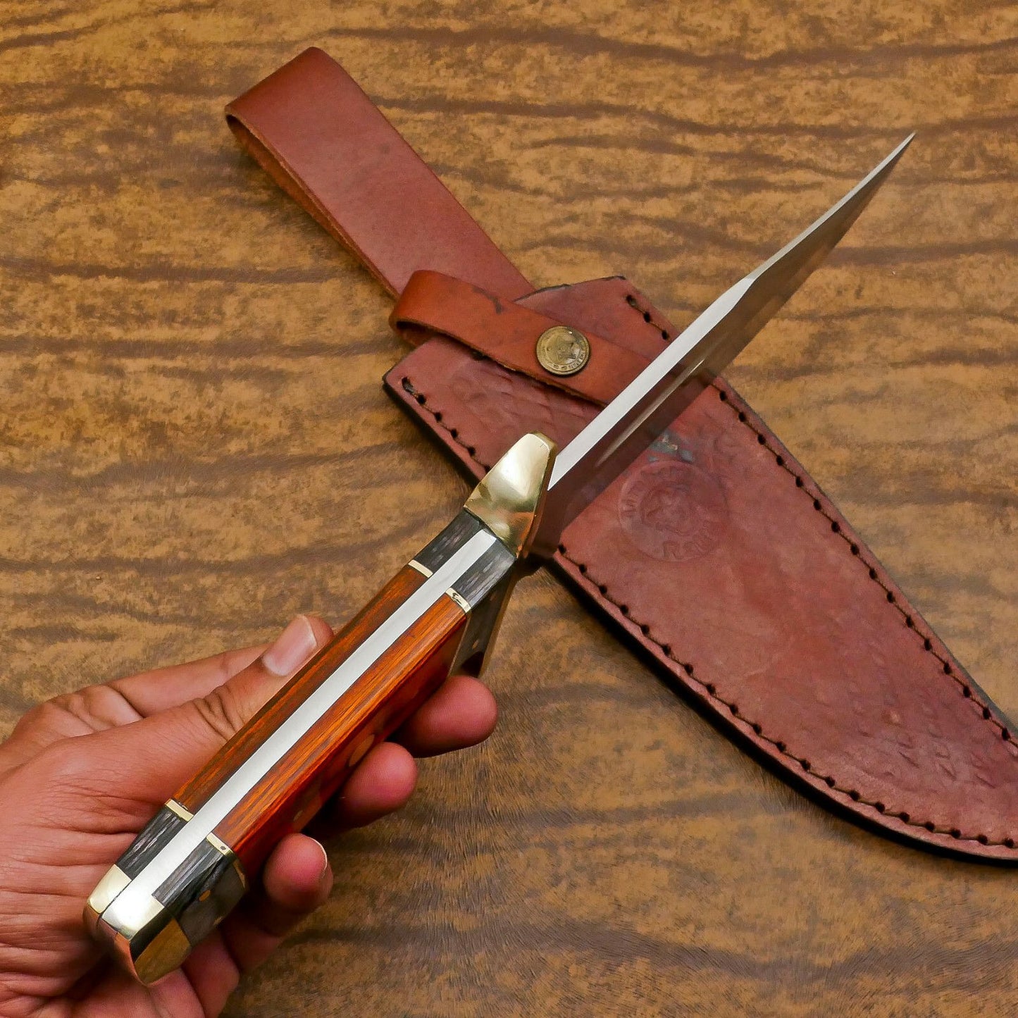 Handmade 12 Inch D2 Steel Full Tang Survival Bowie Knife – Hunting & Camping Blade