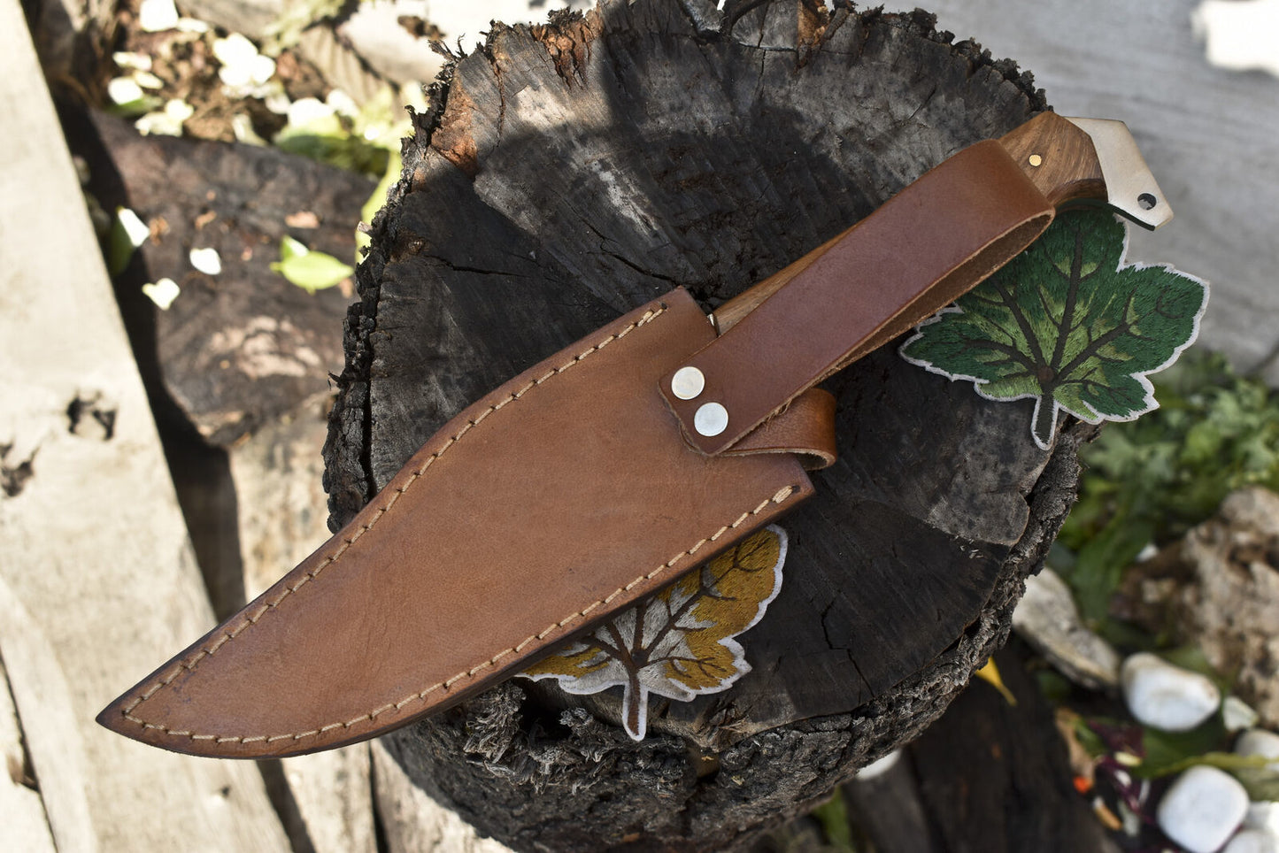 Hot Item Handmade Twist Damascus Tracker Knife | Walnut Wood Handle Outdoor Hunting & Bushcraft Gift
