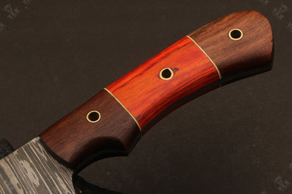 Heritage Forge 15 Inch Damascus Steel Bowie Knife with Wood Handle for Hunting and Camping