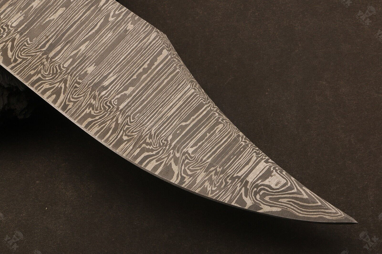 Heritage Forge 15 Inch Damascus Steel Bowie Knife with Wood Handle for Hunting and Camping