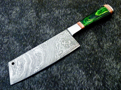 12" Professional Kitchen Chef Chopper Knife – Handmade Damascus Blade with Hard Wood Handle