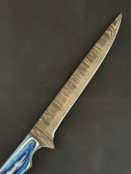 12.5" Kitchen Knife Damascus Fillet Knife & Custom Fillet Knife With Wood Handle