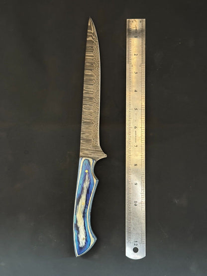 12.5" Kitchen Knife Damascus Fillet Knife & Custom Fillet Knife With Wood Handle