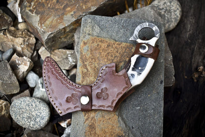 Hand Forged Damascus Karambit Knife Twist Pattern Karambit Damascus Steel With corian Handle
