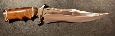 Custom Handmade D2 Steel Saw Tooth Bowie Knife – 12" Burl Wood Handle Full Tang Hunting Knife