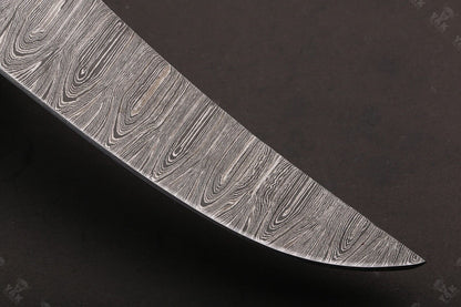 12" Hand Forged Damascus Fillet Knife Damascus Steel Fillet Knife With Leather Sheath