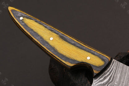 12" Hand Forged Damascus Fillet Knife Damascus Steel Fillet Knife With Leather Sheath