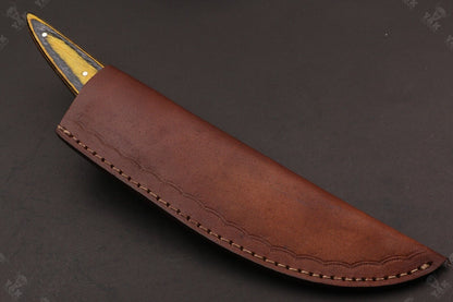 12" Hand Forged Damascus Fillet Knife Damascus Steel Fillet Knife With Leather Sheath