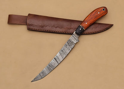 Hand-Forged Damascus Steel Chef Fillet Knife | Custom Kitchen Knife