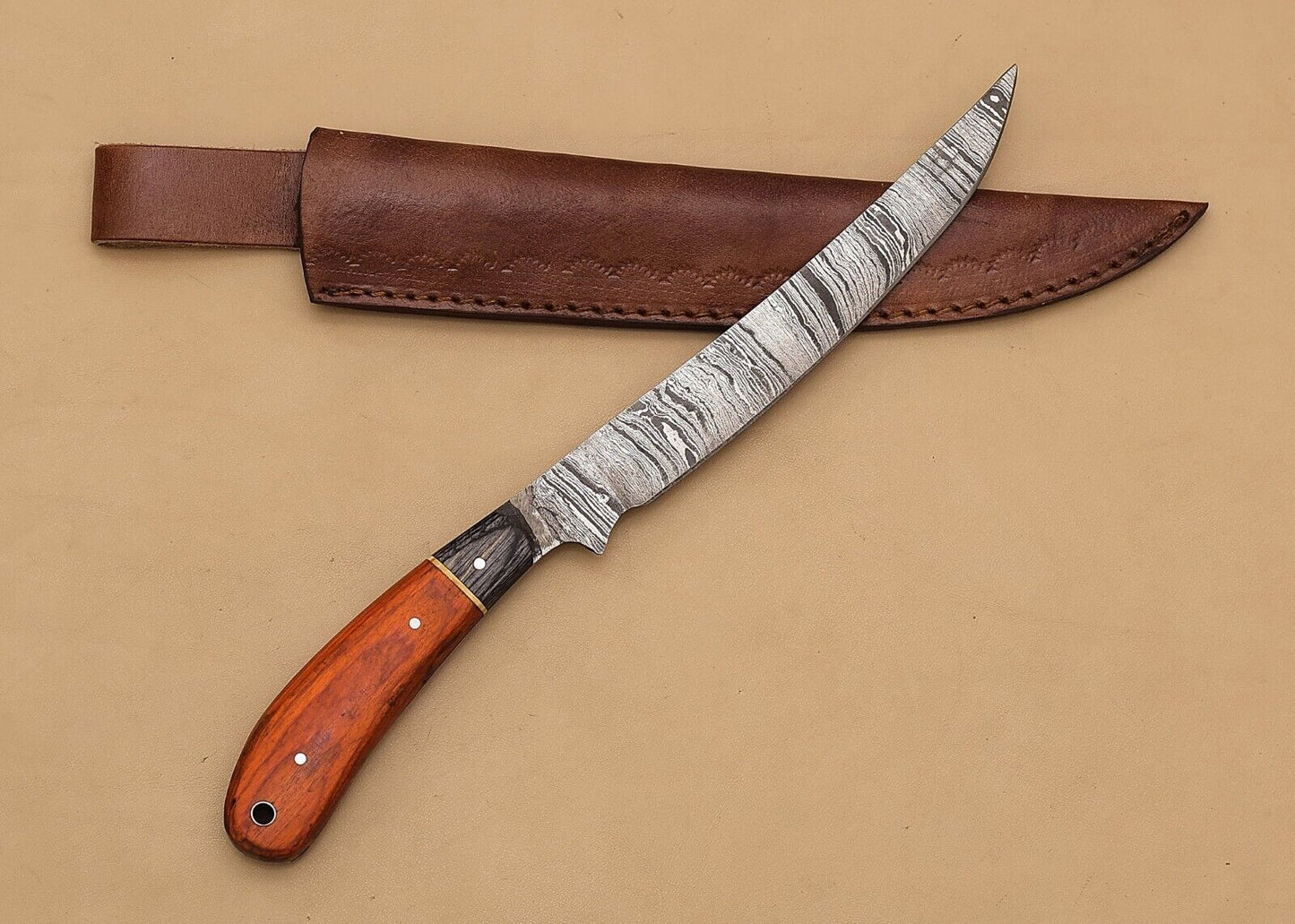 Hand-Forged Damascus Steel Chef Fillet Knife | Custom Kitchen Knife