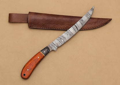 Hand-Forged Damascus Steel Chef Fillet Knife | Custom Kitchen Knife
