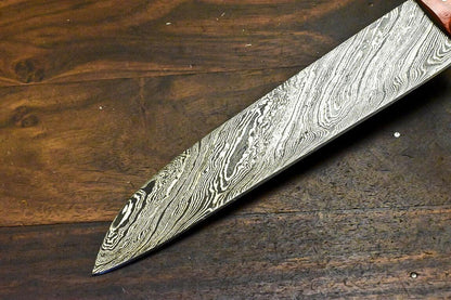 Custom Handmade Damascus Steel Hunting Chef Knife – 12.5" Blade with Hardwood Handle