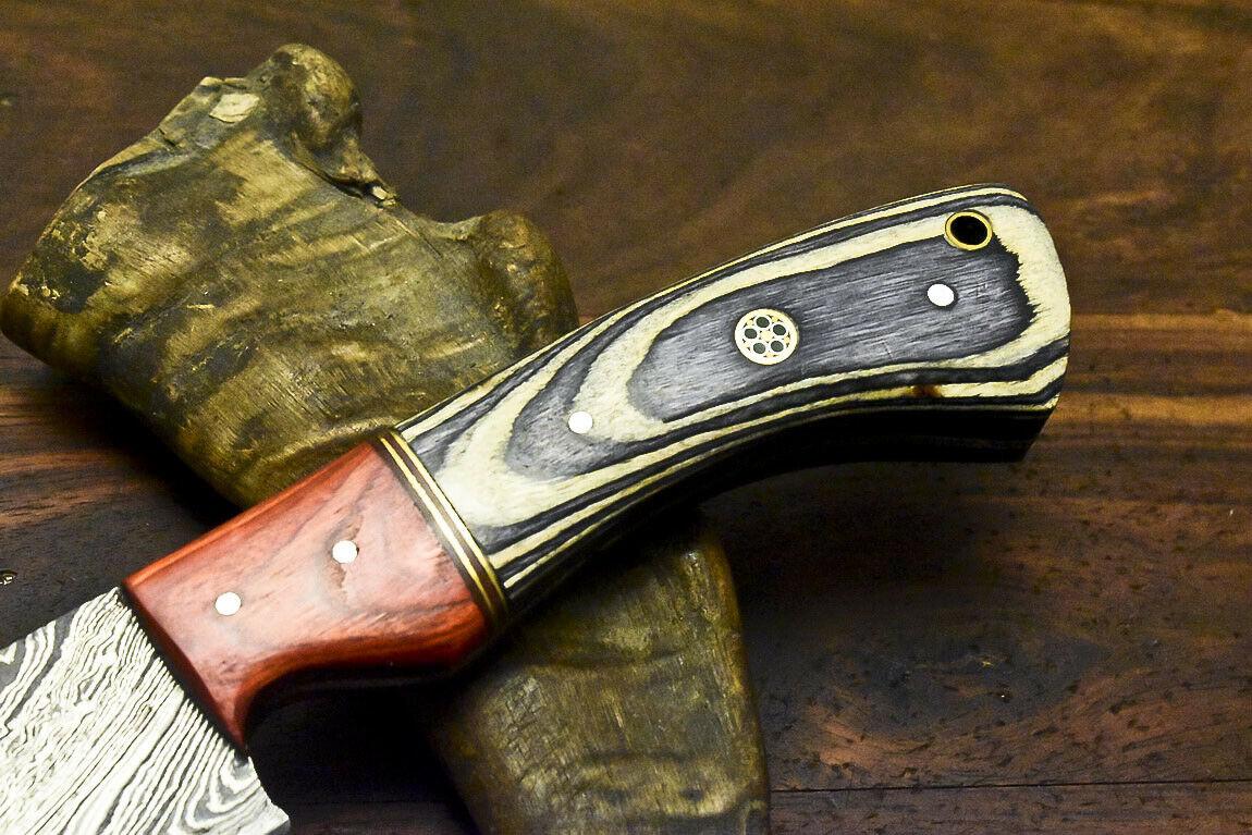 Custom Handmade Damascus Steel Hunting Chef Knife – 12.5" Blade with Hardwood Handle