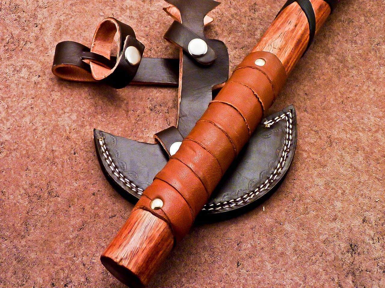 Hand Forged Viking Axe – 20 Inch Carbon Steel Hatchet with Natural Wood Handle