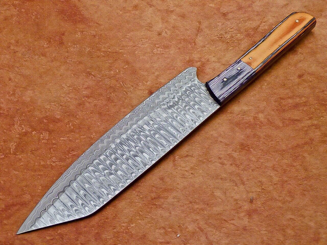 Custom Handmade 13" Damascus Steel Chef Knife with Hardwood Handle – Professional Kitchen Knife