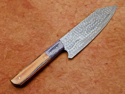 Custom Handmade 13" Damascus Steel Chef Knife with Hardwood Handle – Professional Kitchen Knife
