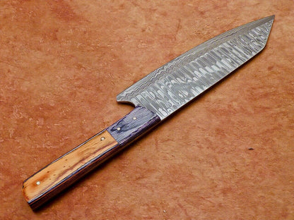 Custom Handmade 13" Damascus Steel Chef Knife with Hardwood Handle – Professional Kitchen Knife