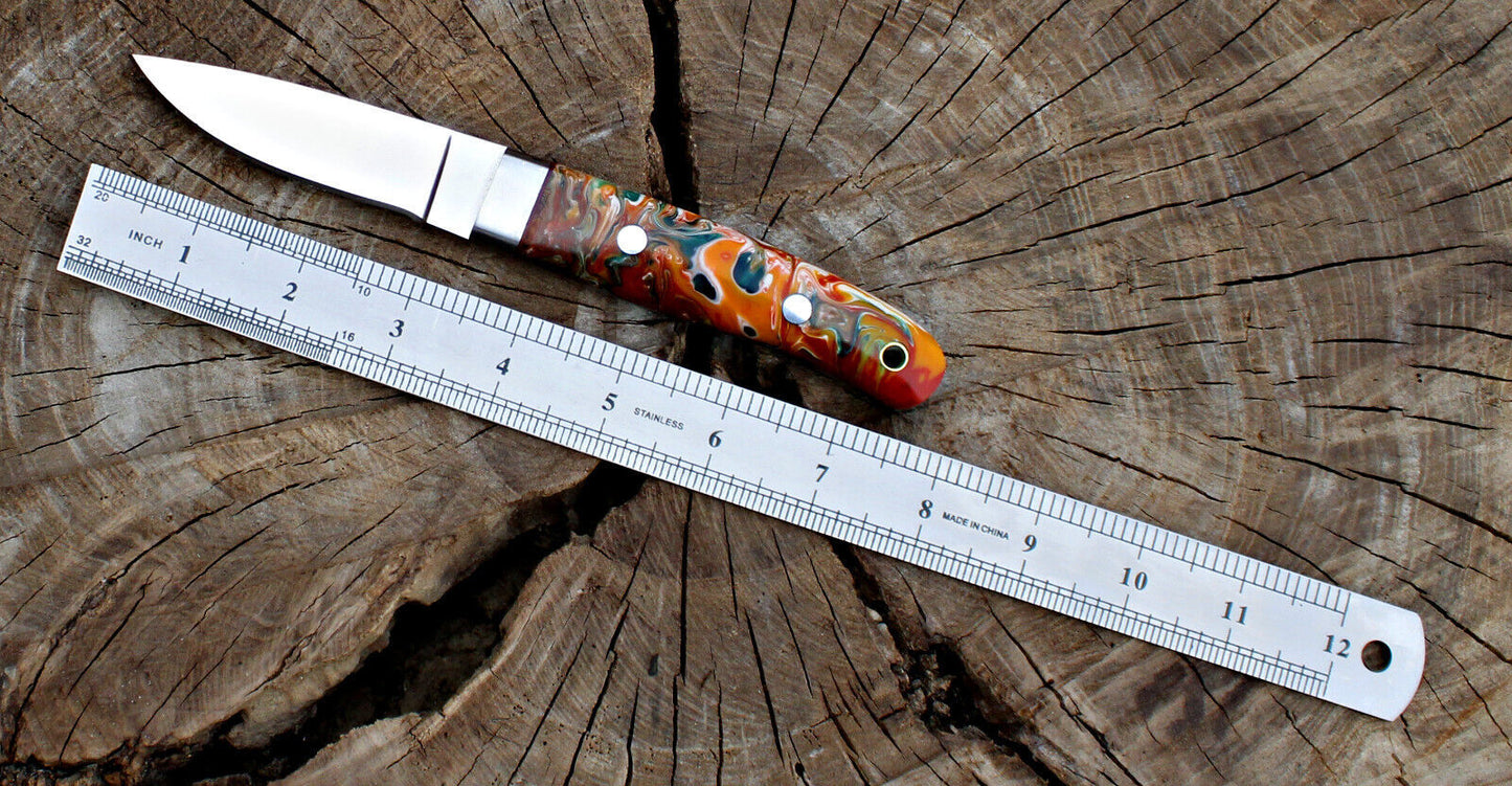 Custom Handmade Full Tang D2 Steel Skinner Knife | Hunting EDC Fixed Blade + Sheath